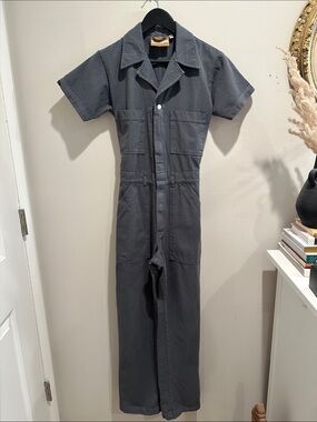Big Bud Press Washed Grey Short Sleeve jumpsuit with gold label